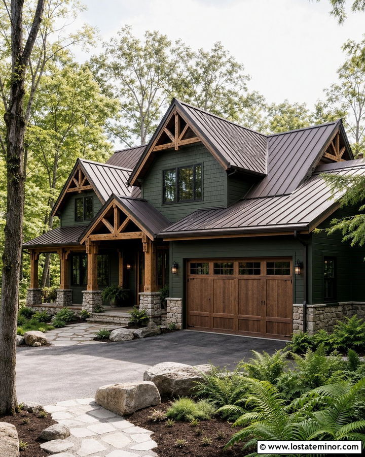 Hunter Green House With Cedar Accents - 30 Hunter Green House Design With Accents Ideas