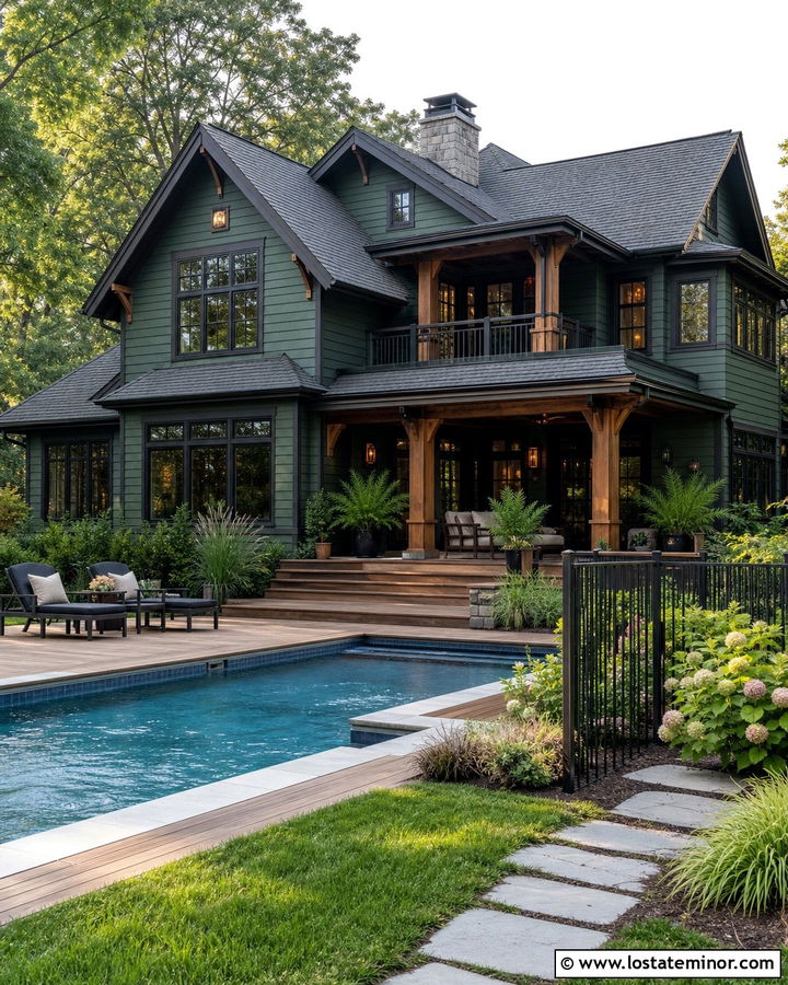 Hunter Green House With Cedar Deck And Pool - 30 Hunter Green House Design With Swimming Pool Ideas