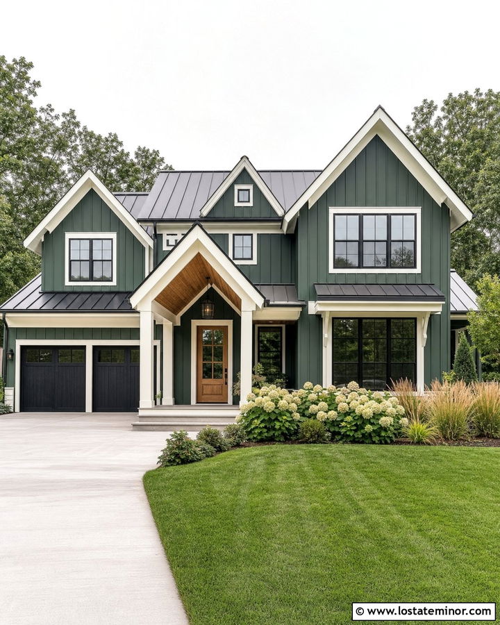 Hunter Green House With Cedar Porch Ceiling - 30 Hunter Green House Design With Porch Ceiling Ideas