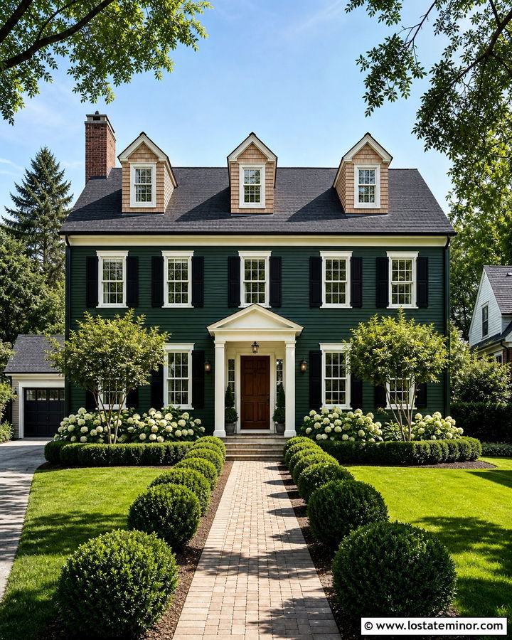 Hunter Green House With Cedar Shake And Black Shutters - 30 Hunter Green House Design With Cedar Shake Ideas