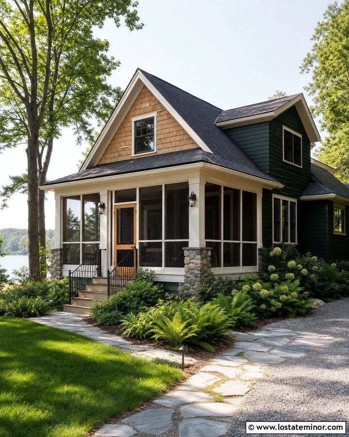 Hunter Green House With Cedar Shake Screened Porch - 30 Hunter Green House Design With Cedar Shake Ideas