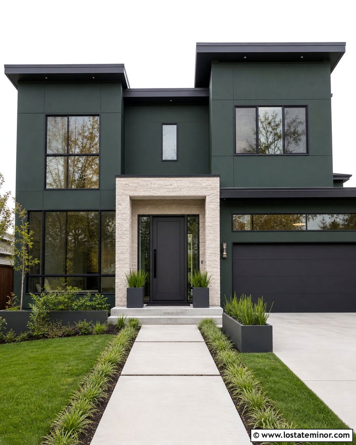 Hunter Green House With Charcoal Gray Front Door - 30 Hunter Green House Design With Front Door Ideas