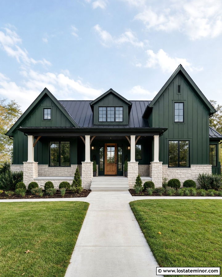 Hunter Green House With Charcoal Porch Ceiling - 30 Hunter Green House Design With Porch Ceiling Ideas