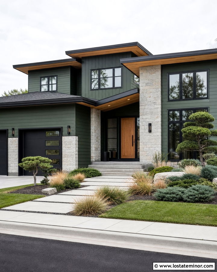 Hunter Green House With Charcoal Trim - 30 Hunter Green House Design With Accents Ideas