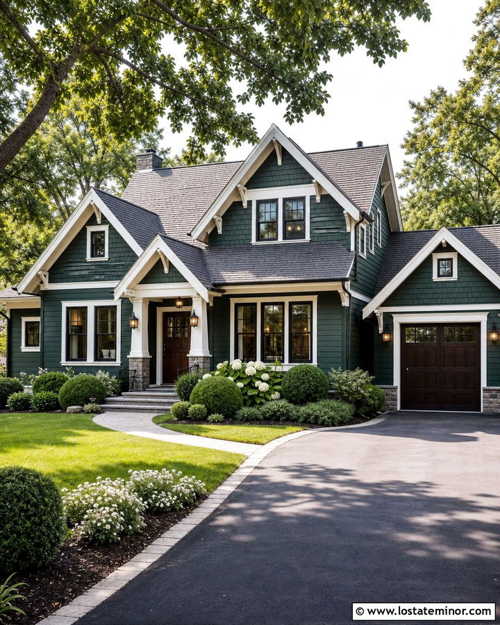 Hunter Green House With Clipped Gables - 30 Hunter Green House Design With Gables Ideas