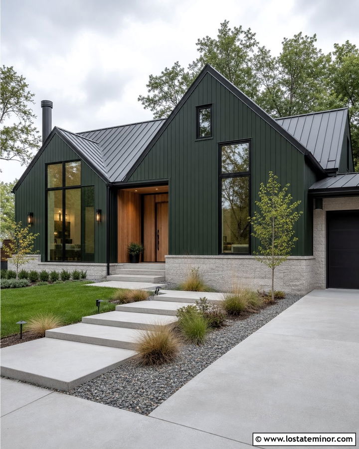 Hunter Green House With Contemporary Gables - 30 Hunter Green House Design With Gables Ideas