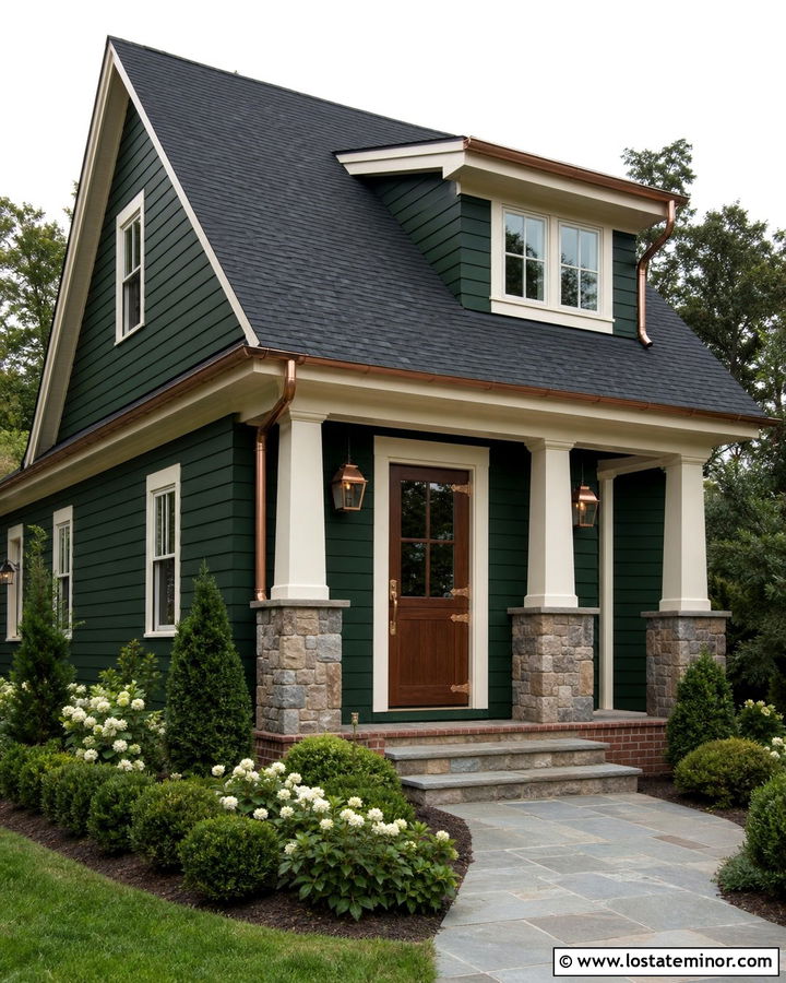 Hunter Green House With Copper Dutch Door Hardware - 30 Hunter Green House Design With Dutch Door Ideas