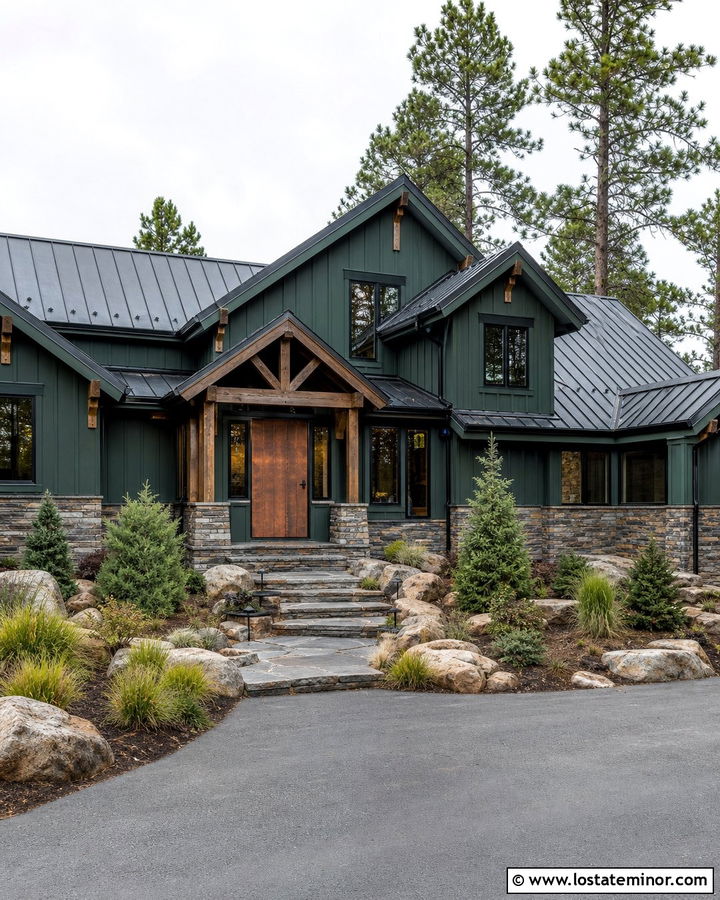 Hunter Green House With Copper Front Door - 30 Hunter Green House Design With Front Door Ideas