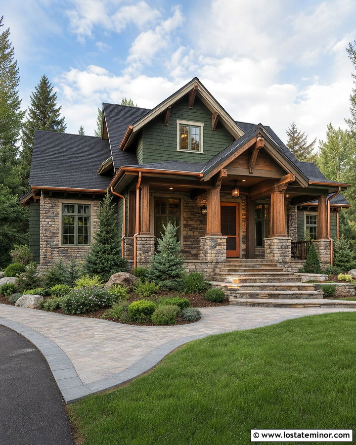 Hunter Green House With Copper Screen Door - 30 Hunter Green House Design With Screen Door Ideas