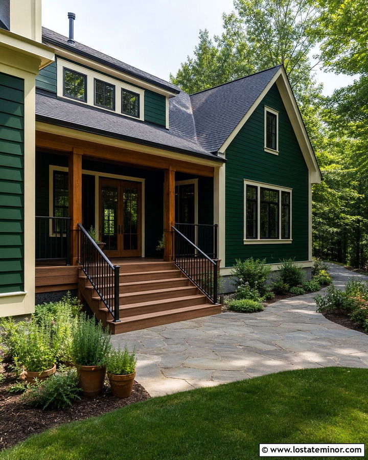 Hunter Green House With Covered Back Steps - 30 Hunter Green House Design With Steps Ideas