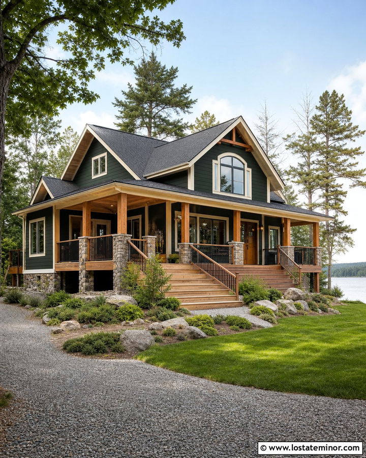 Hunter Green House With Covered Lake Deck - 30 Hunter Green House Design With Deck Ideas