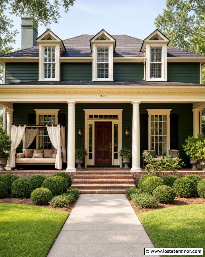 Hunter Green House With Cream Canopy Daybed - 30 Hunter Green House Design With Daybed Ideas
