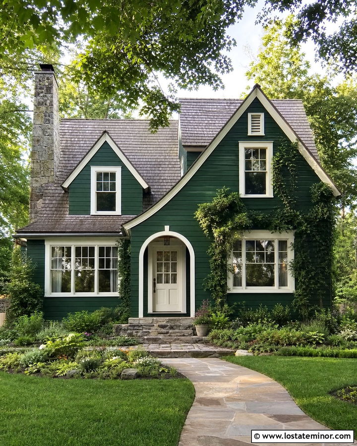 Hunter Green House With Cream Front Door - 30 Hunter Green House Design With Front Door Ideas