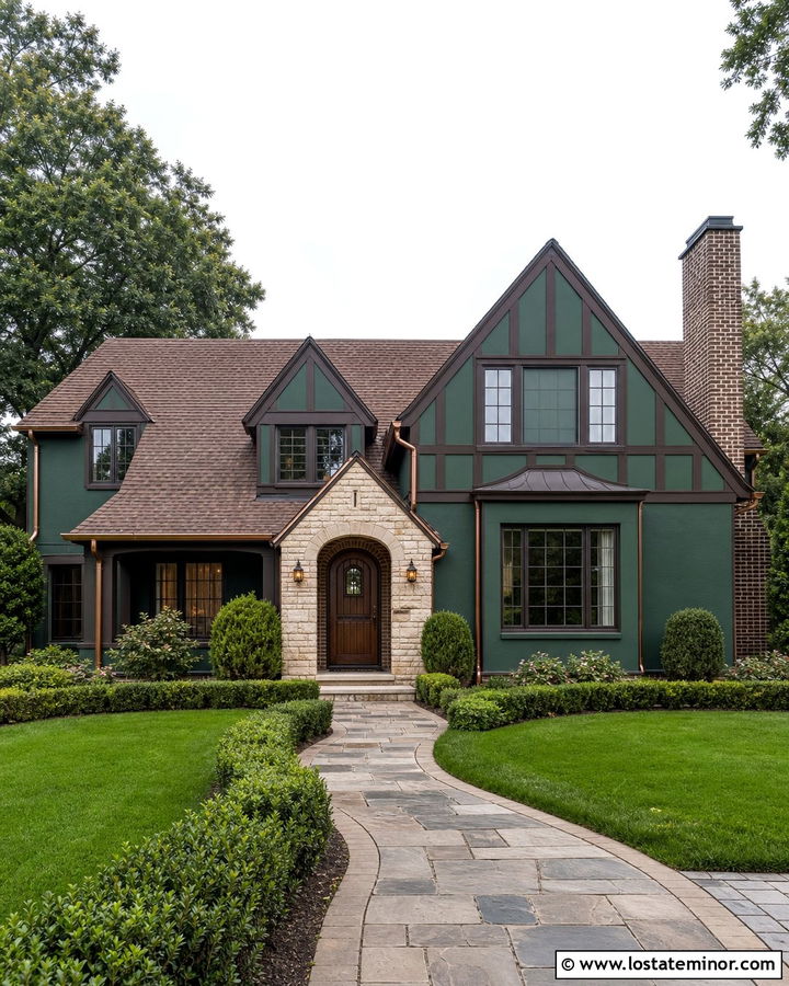 Hunter Green House With Cream Porch Ceiling - 30 Hunter Green House Design With Porch Ceiling Ideas