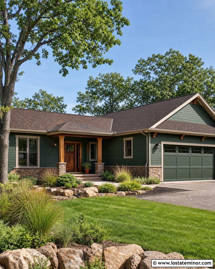Hunter Green House With Dark Brown Roof - 30 Hunter Green House Design With Roof Ideas