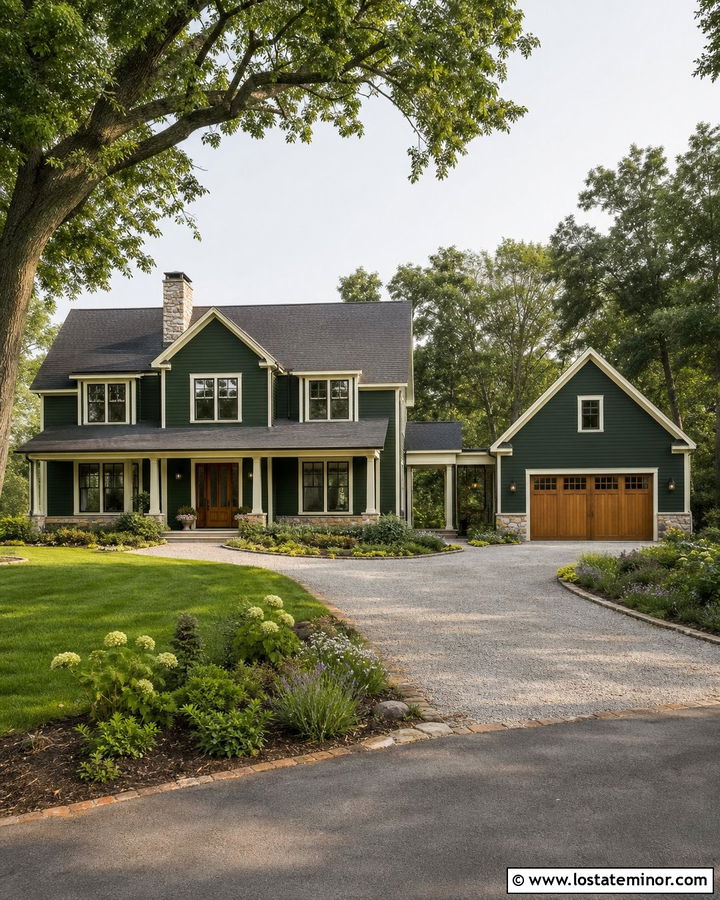 Hunter Green House With Detached Garage - 30 Hunter Green House Design With Garage Door Ideas