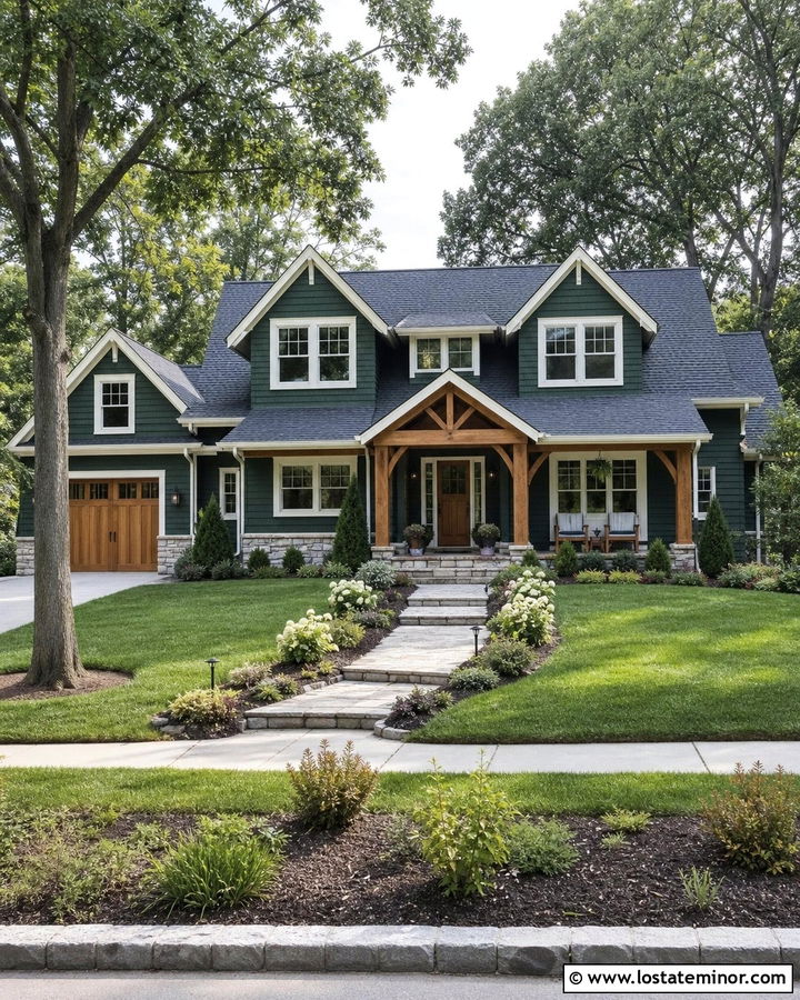 Hunter Green House With Double Window Dormers - 30 Hunter Green House Design With Dormers Ideas