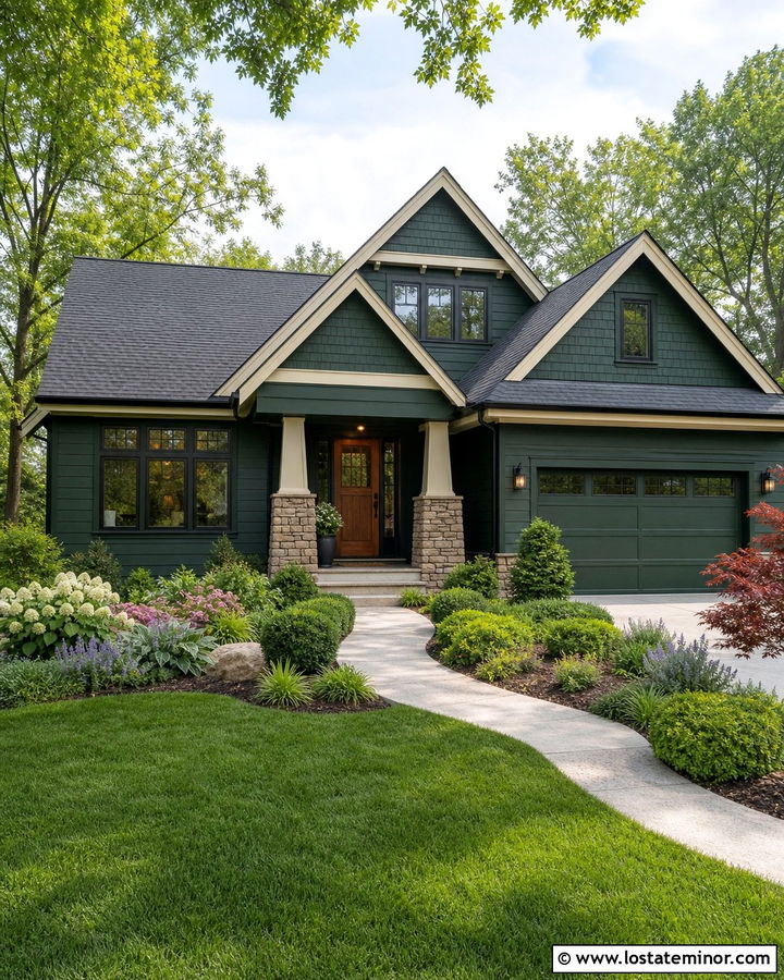 Hunter Green House With Gable Roof - 30 Hunter Green House Design With Roof Ideas