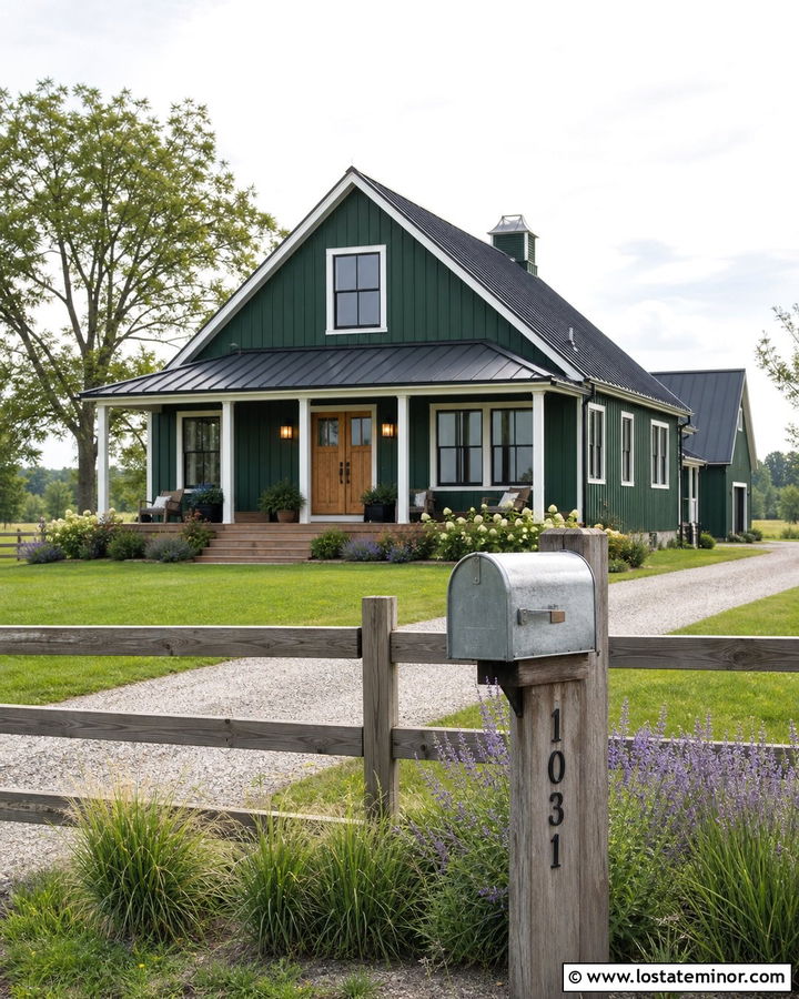 Hunter Green House With Galvanized Mailbox - 30 Hunter Green House Design With Mailbox Ideas