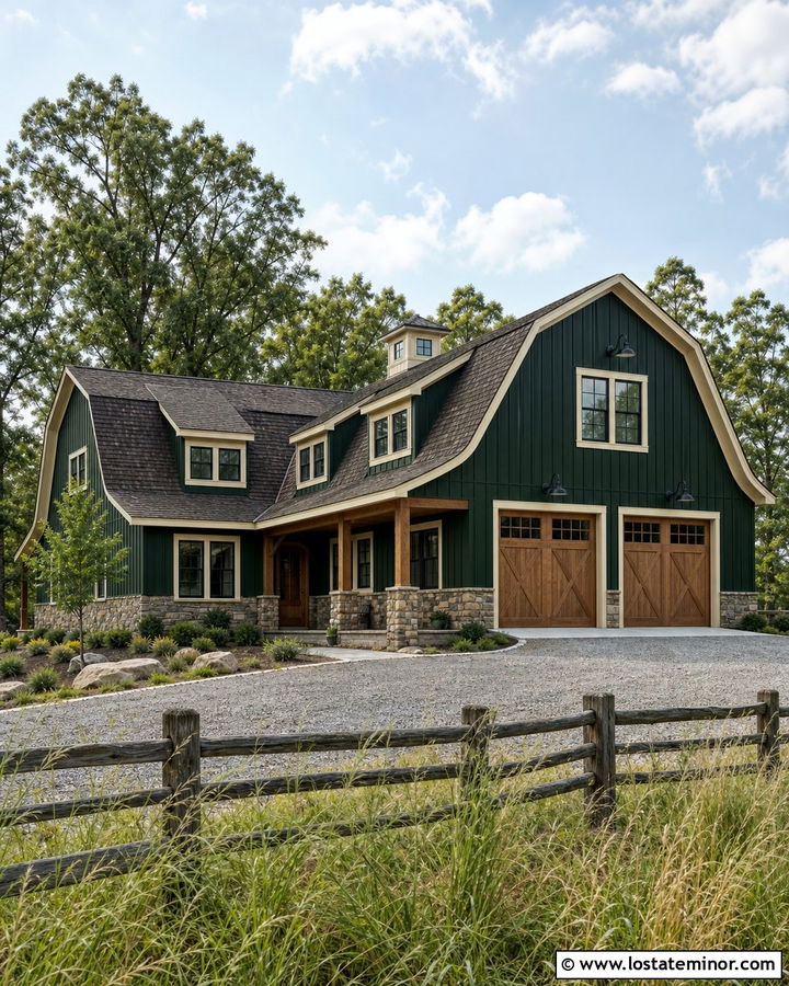 Hunter Green House With Gambrel Roof - 30 Hunter Green House Design With Roof Ideas
