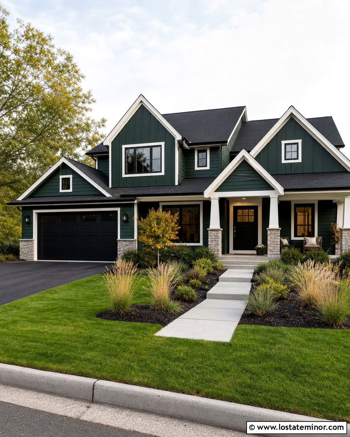 Hunter Green House With Garage And Black Dutch Door - 30 Hunter Green House Design With Dutch Door Ideas