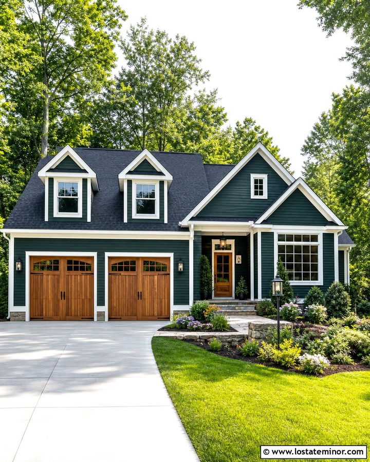 Hunter Green House With Garage Dormers - 30 Hunter Green House Design With Dormers Ideas
