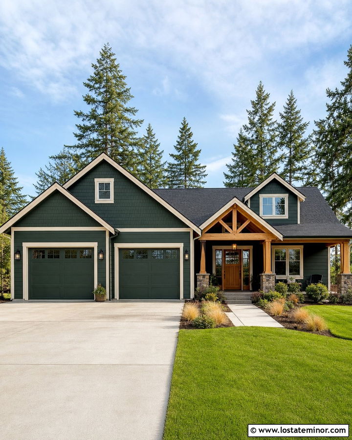 Hunter Green House With Garage Gables - 30 Hunter Green House Design With Gables Ideas