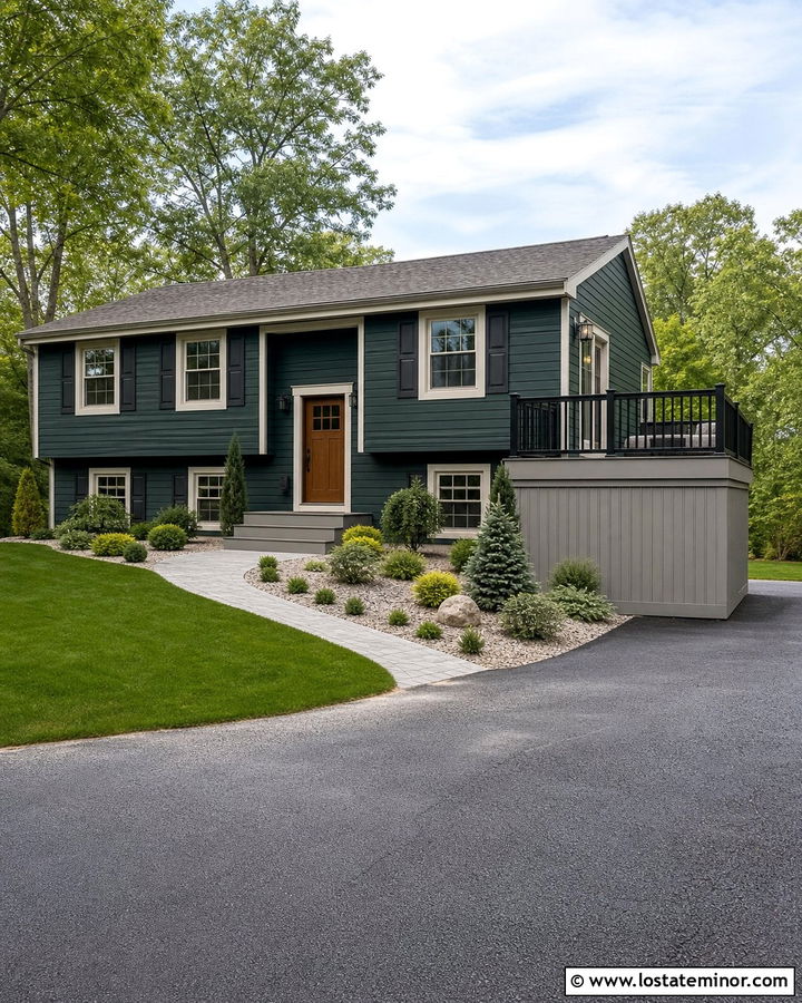 Hunter Green House With Gray Deck - 30 Hunter Green House Design With Deck Ideas