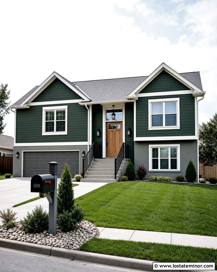 Hunter Green House With Gray Mailbox Post - 30 Hunter Green House Design With Mailbox Ideas