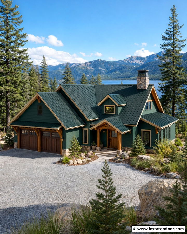 Hunter Green House With Green Metal Roof - 30 Hunter Green House Design With Roof Ideas