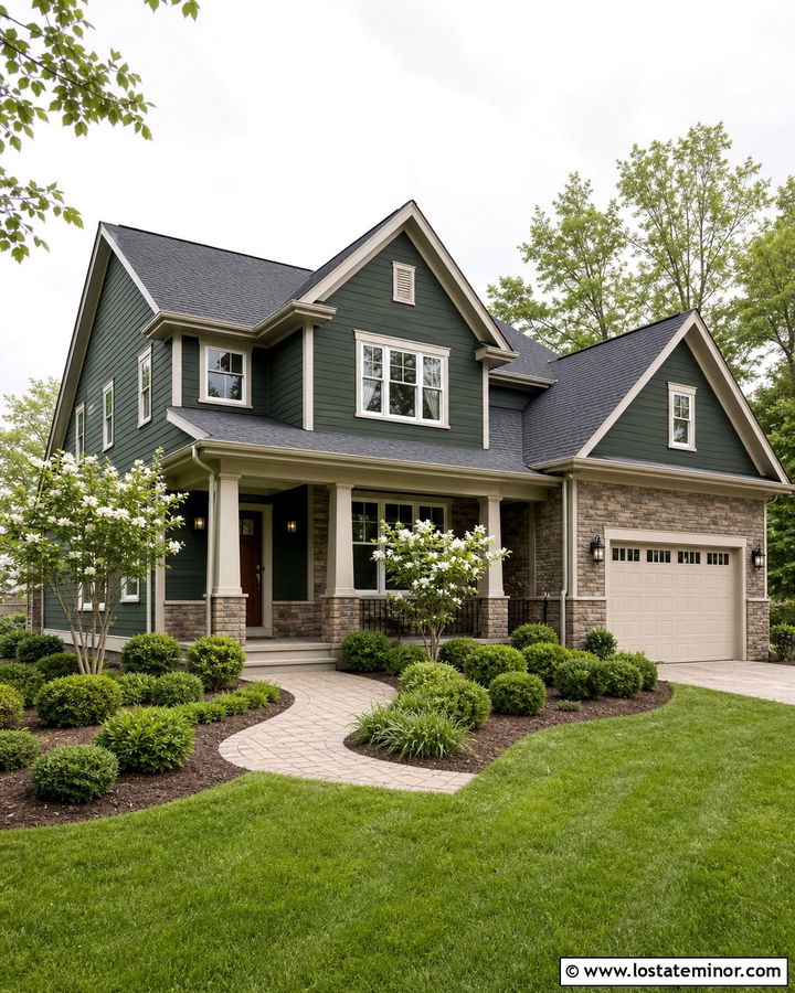 Hunter Green House With Greige Porch Ceiling - 30 Hunter Green House Design With Porch Ceiling Ideas