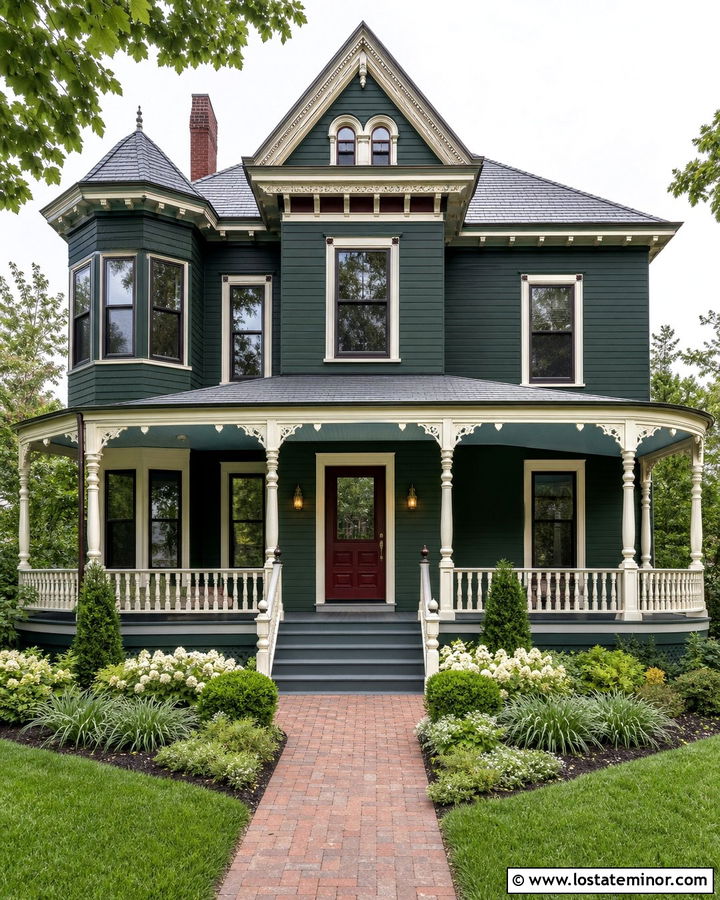 Hunter Green House With Haint Blue Porch Ceiling - 30 Hunter Green House Design With Porch Ceiling Ideas