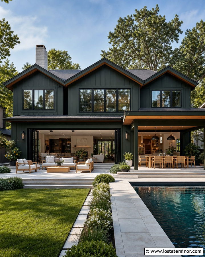 Hunter Green House With Indoor Outdoor Living - 30 Hunter Green House Design With Backyard Ideas