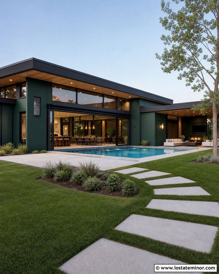 Hunter Green House With Indoor Outdoor Pool - 30 Hunter Green House Design With Swimming Pool Ideas