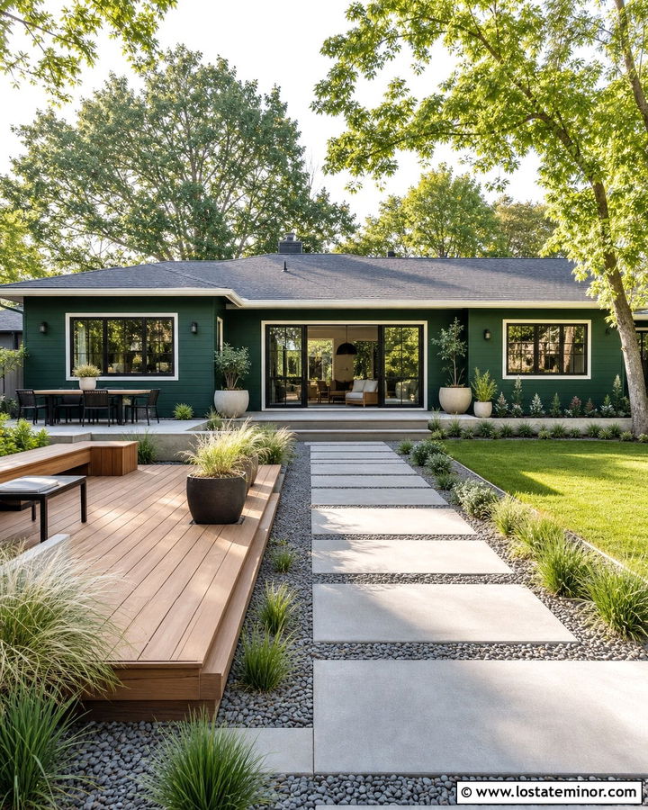 Hunter Green House With Low Maintenance Backyard - 30 Hunter Green House Design With Backyard Ideas