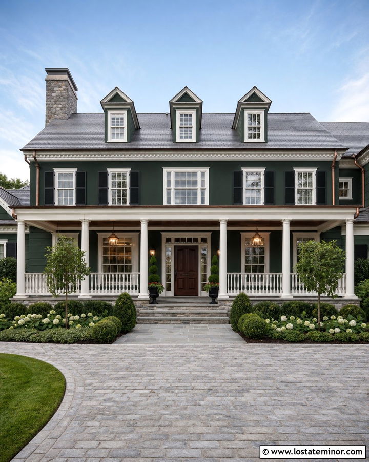 Hunter Green House With Mahogany Porch Ceiling - 30 Hunter Green House Design With Porch Ceiling Ideas