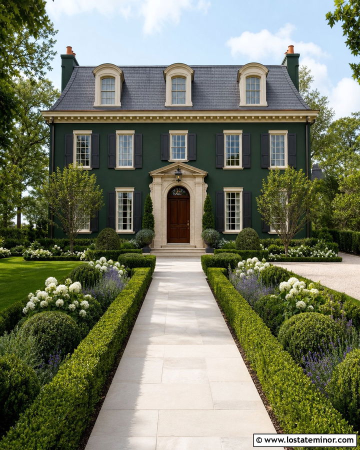 Hunter Green House With Mansard Roof - 30 Hunter Green House Design With Roof Ideas