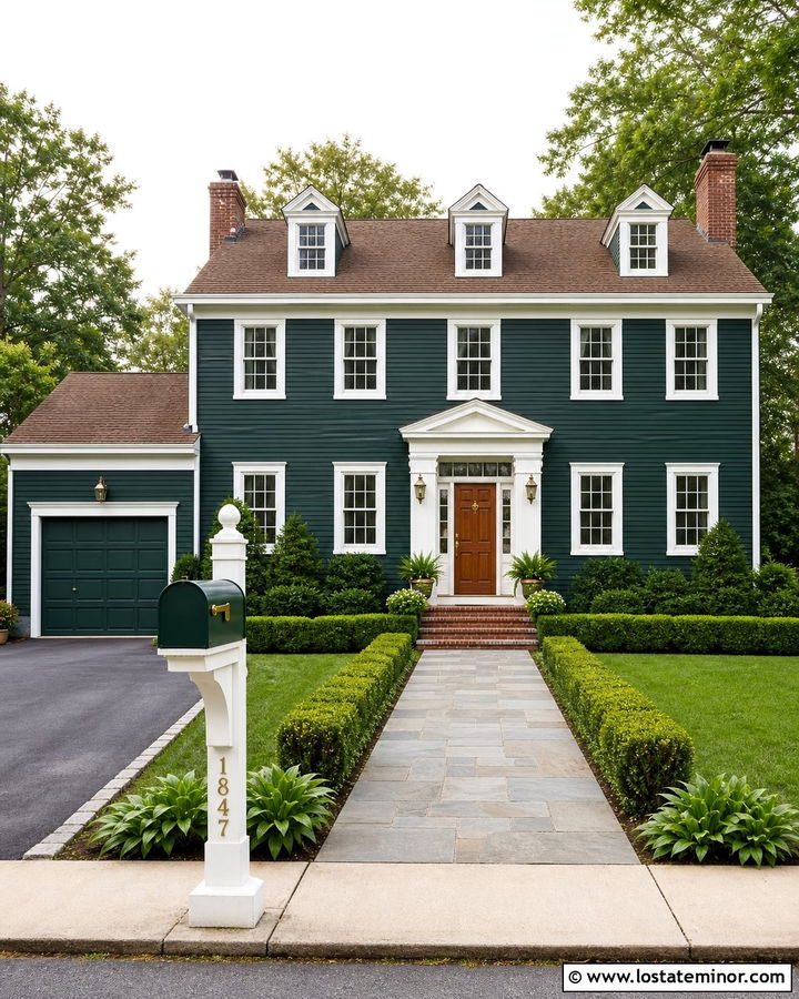 Hunter Green House With Matching Green Mailbox - 30 Hunter Green House Design With Mailbox Ideas