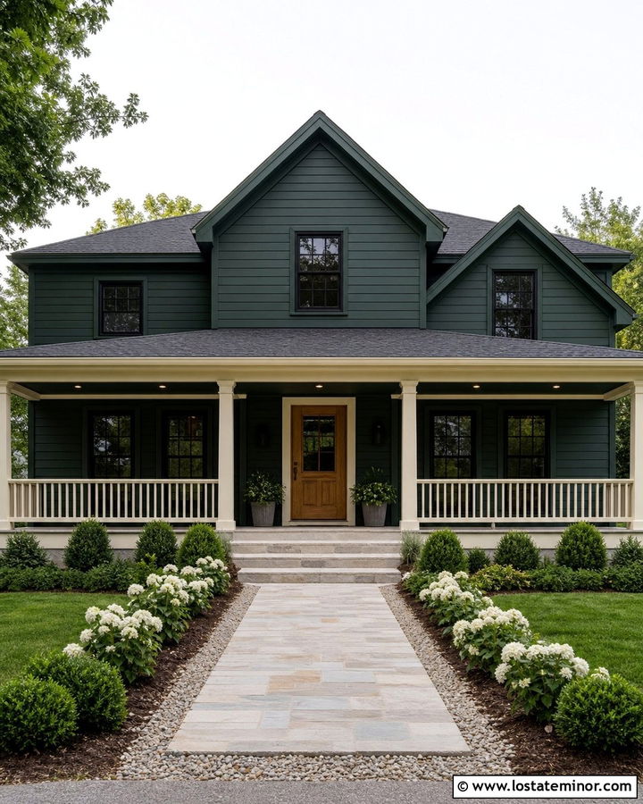 Hunter Green House With Matching Green Porch Ceiling - 30 Hunter Green House Design With Porch Ceiling Ideas