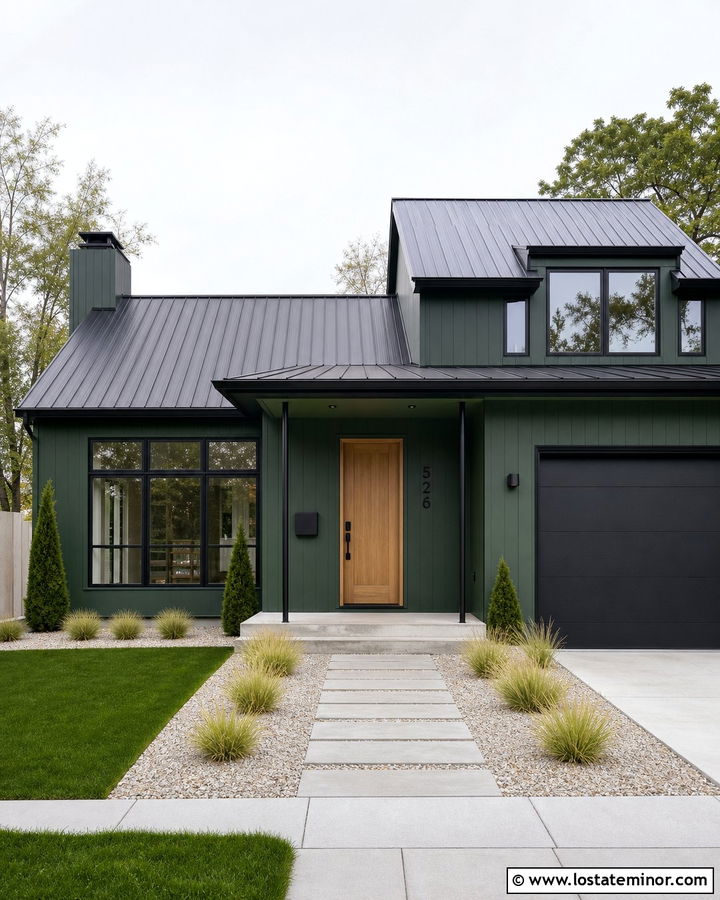 Hunter Green House With Modern Wall Mounted Mailbox - 30 Hunter Green House Design With Mailbox Ideas