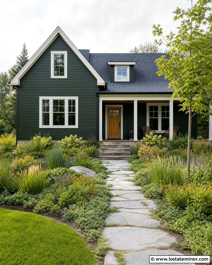Hunter Green House With Native Meadow Landscaping - 30 Hunter Green House Design With Landscaping Ideas