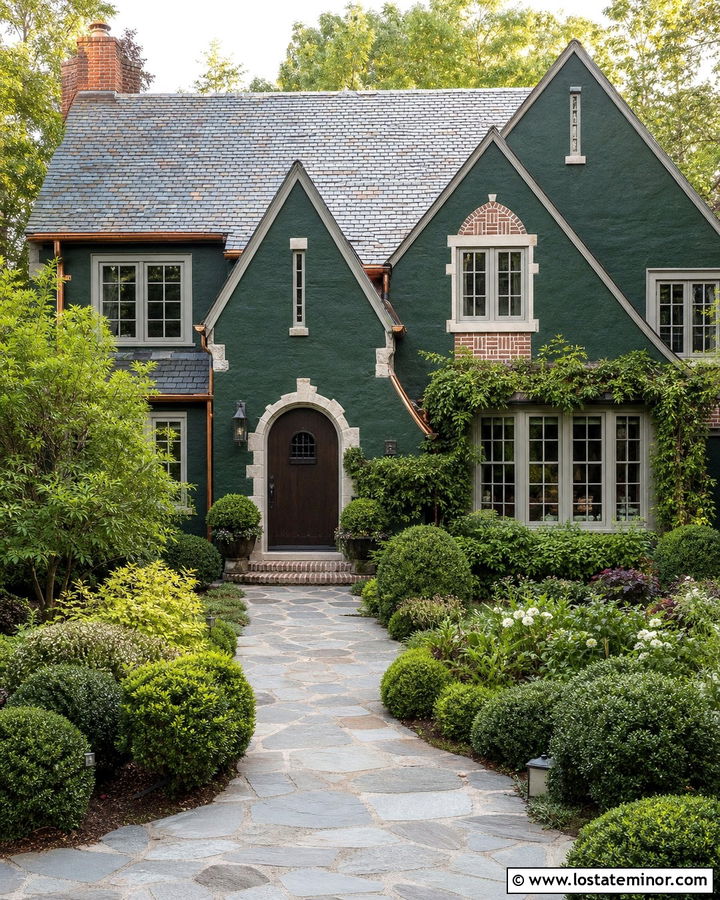 Hunter Green House With Natural Slate Roof - 30 Hunter Green House Design With Roof Ideas