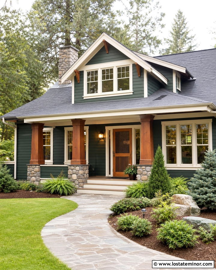 Hunter Green House With Natural Wood Screen Door - 30 Hunter Green House Design With Screen Door Ideas