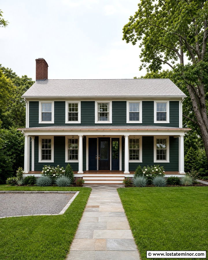 Hunter Green House With Navy Screen Door - 30 Hunter Green House Design With Screen Door Ideas