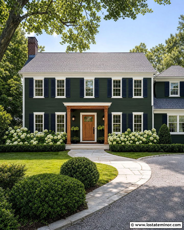 Hunter Green House With Navy Shutters - 30 Hunter Green House Design With Shutters Ideas