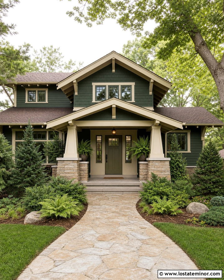 Hunter Green House With Olive Entry Door - 30 Hunter Green House Design With Entry Door Ideas