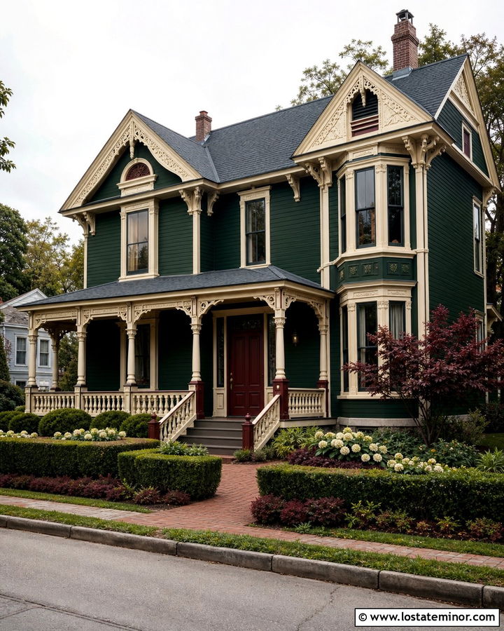 Hunter Green House With Oxblood Entry Door - 30 Hunter Green House Design With Entry Door Ideas