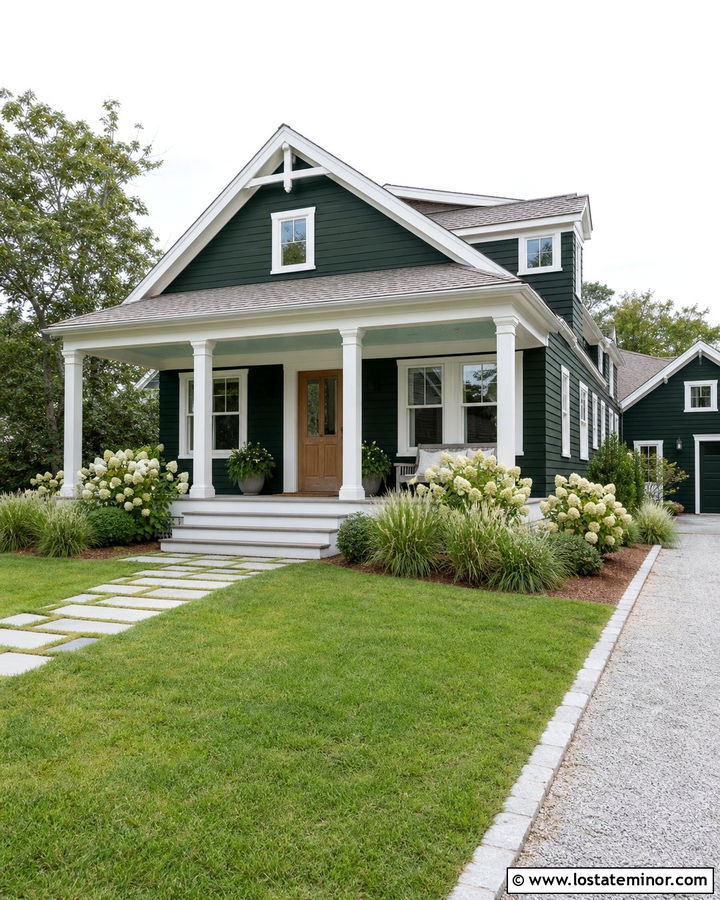 Hunter Green House With Pale Aqua Porch Ceiling - 30 Hunter Green House Design With Porch Ceiling Ideas