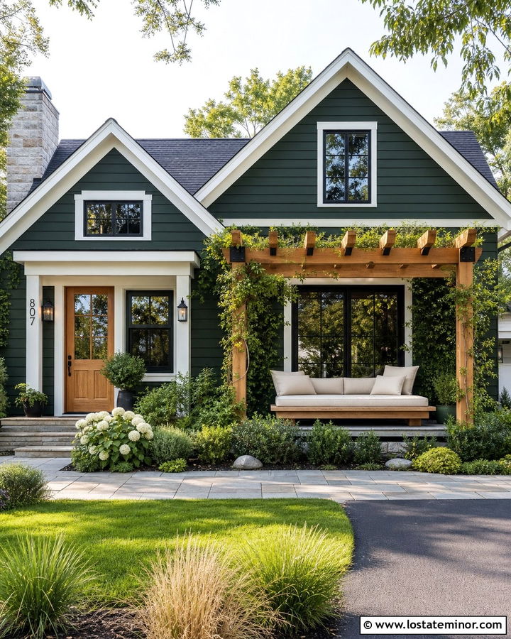 Hunter Green House With Pergola Daybed - 30 Hunter Green House Design With Daybed Ideas