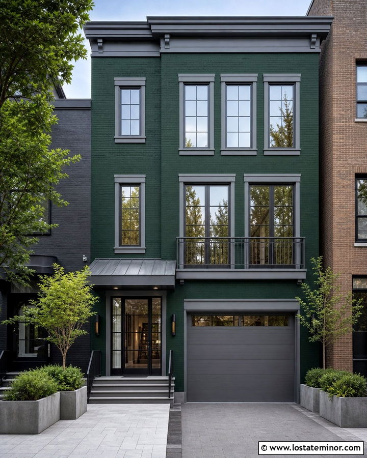 Hunter Green House With Pewter Trim And Metal Accents - 30 Hunter Green House Design With Trim Ideas